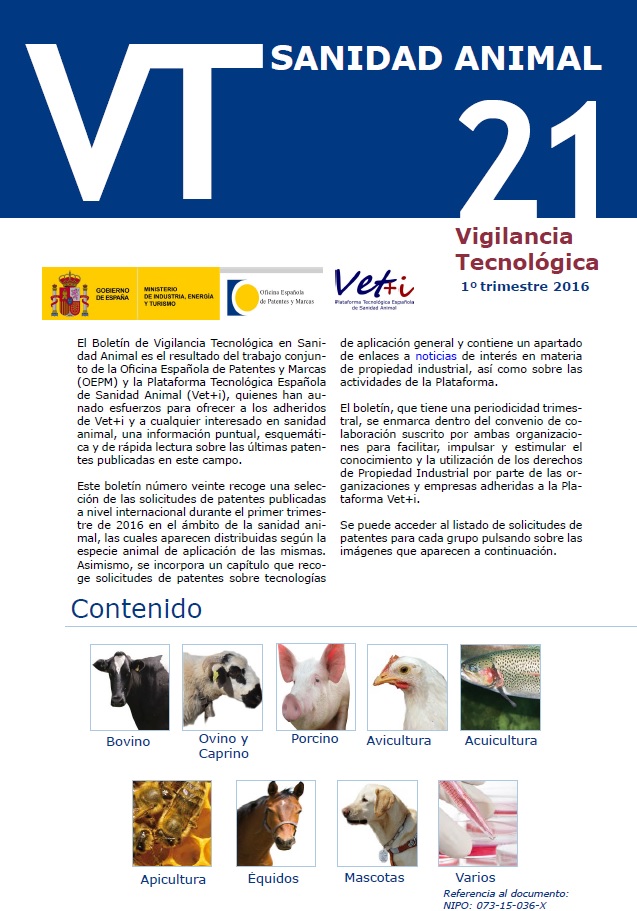 Ya est disponible el Boletn de Vigilancia Tecnolgica de Sanidad Animal del primer trimestre de 2016