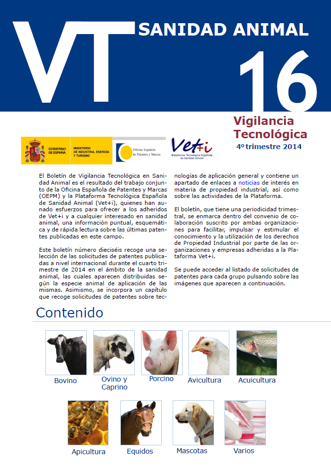 boletin de vigilancia tecnologico de sanidad animal 16, CUARTO TRIMESTRE 2014